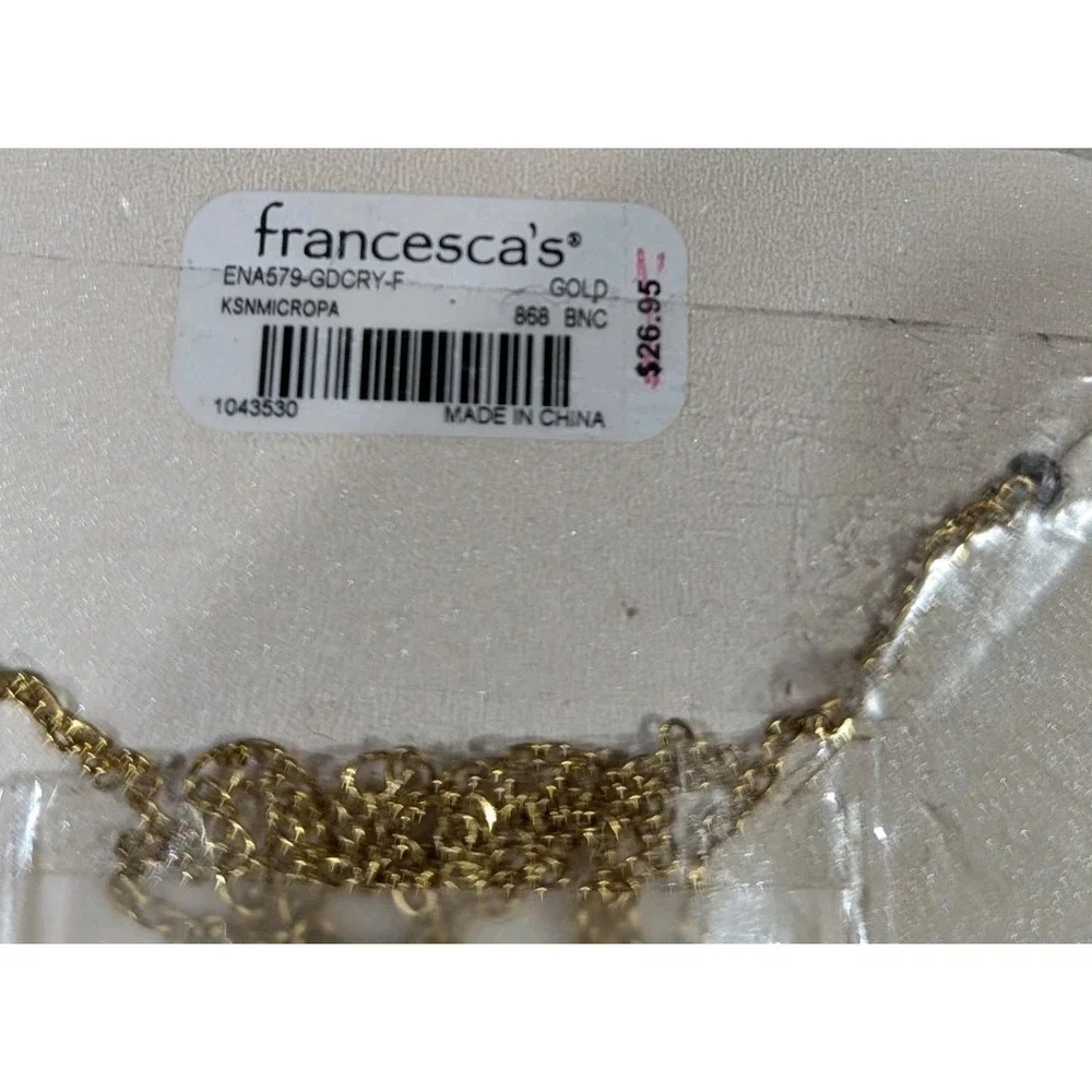 Francesca's Stainless Steel 14K Gold Dipped‎ Cubic Zirconia Three Stone Necklace